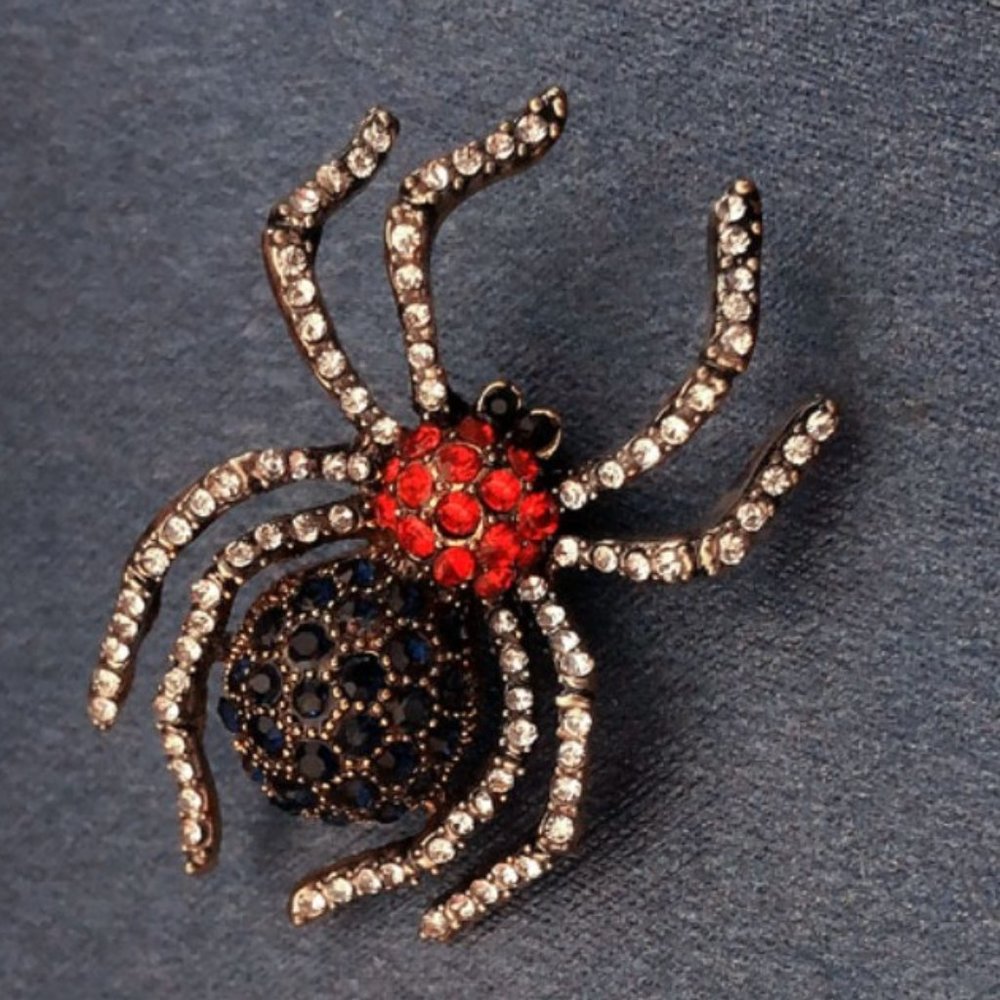 Spider Crystal Rhinestone Brooch - Picture 3 of 14